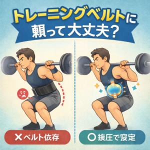 トレーニングベルトに頼るスクワットと腹圧で安定した姿勢の比較 天満橋パーソナルジムTune Up