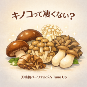 キノコって凄くない？低カロリーで栄養豊富、腸内環境にも優れたキノコを紹介する天満橋パーソナルジムのブログアイキャッチ画像