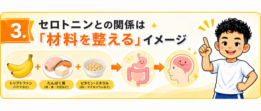バナナとセロトニンの関係を、天満橋のパーソナルジムが食事・トレーニング・気分の整え方として解説するバナー画像